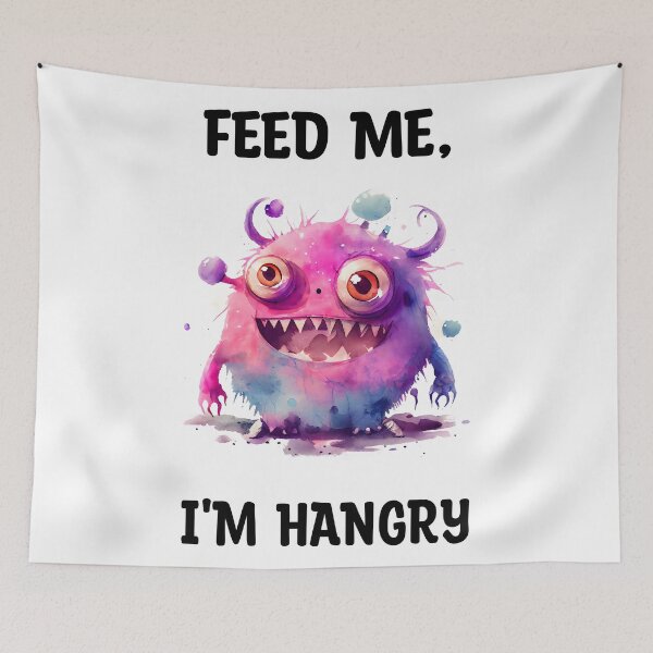 Item preview, Feed Me I'm Hangry Cute Watercolor Bright Pink Colors Monster  designed and sold by CGSGraphics.