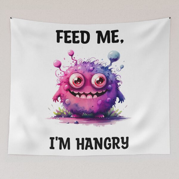 Item preview, Feed Me I'm Hangry Cute Watercolor Bright Pink Colors Monster  designed and sold by CGSGraphics.