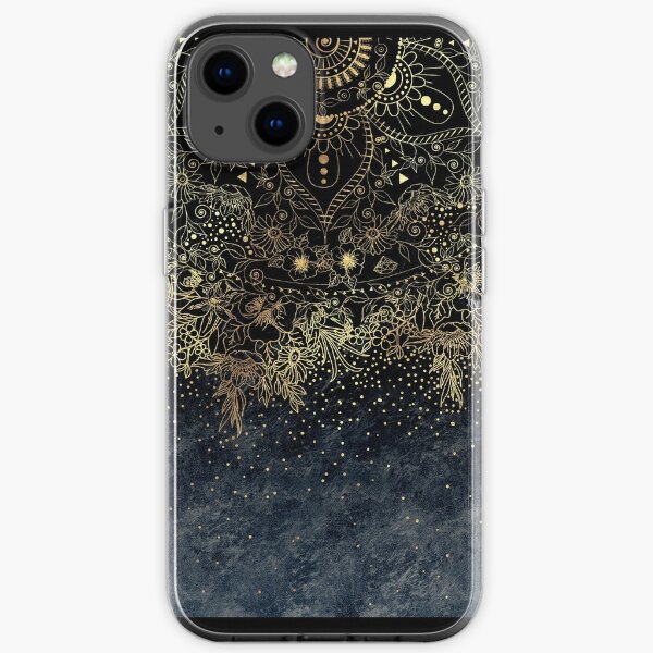 Stylish Gold floral mandala and confetti  iPhone Soft Case
