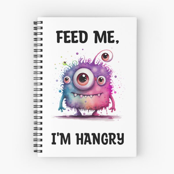 Item preview, Feed Me I'm Hangry Cute Watercolor Bright Pink Purple and BLue Colors Monster  designed and sold by CGSGraphics.