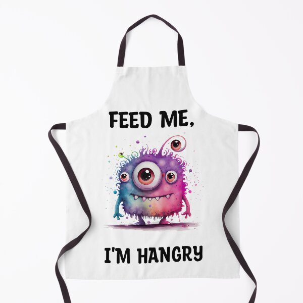 Item preview, Feed Me I'm Hangry Cute Watercolor Bright Pink Purple and BLue Colors Monster designed and sold by CGSGraphics.