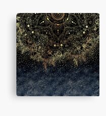 Stylish Gold floral mandala and confetti Canvas Print