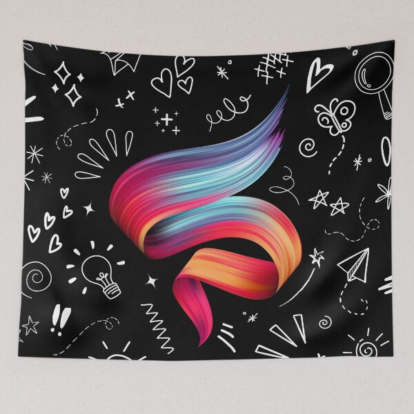 Item preview, Colorful Brush & Doodles Art with Dark Background designed and sold by colorsofpixel.