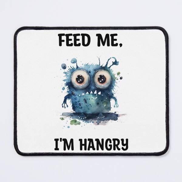 Item preview, Feed Me I'm Hangry Cute Watercolor Bright Blue Colors Monster  designed and sold by CGSGraphics.
