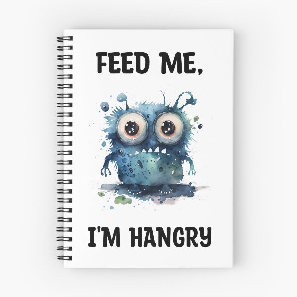 Item preview, Feed Me I'm Hangry Cute Watercolor Bright Blue Colors Monster  designed and sold by CGSGraphics.