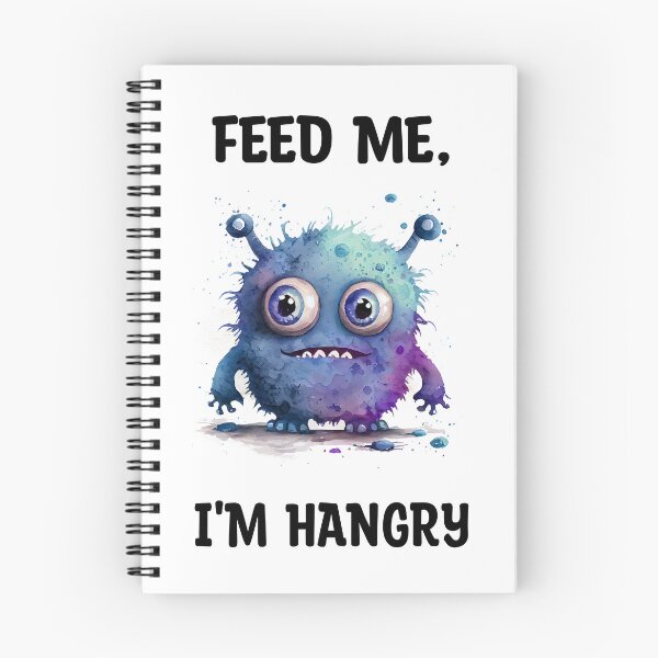 Item preview, Feed Me I'm Hangry Cute Watercolor Bright Blue Colors Monster  designed and sold by CGSGraphics.