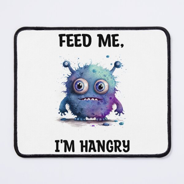 Item preview, Feed Me I'm Hangry Cute Watercolor Bright Blue Colors Monster designed and sold by CGSGraphics.