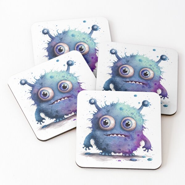 Item preview, Feed Me I'm Hangry Cute Watercolor Bright Blue Colors Monster  designed and sold by CGSGraphics.