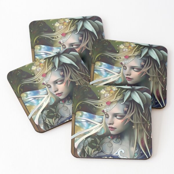 Item preview, Enchanting painting of a pagan hippie goddess girl designed and sold by ZiolaRosa.