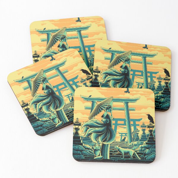 Item preview, Japanese Folklore - Yokai art - Kitsune, nine tailed fox art print designed and sold by jungelf.