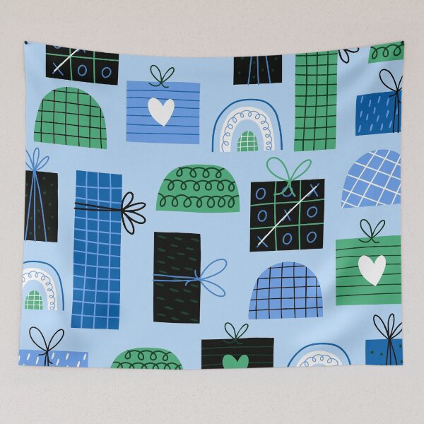 Item preview, Holiday Gift Boxes Pattern In Blue And Green  designed and sold by DEC02.