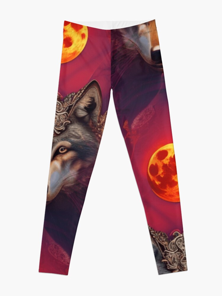Wolf of the Blood Moon AI Fantasy Pop Art Leggings for Sale by KLP-Magick