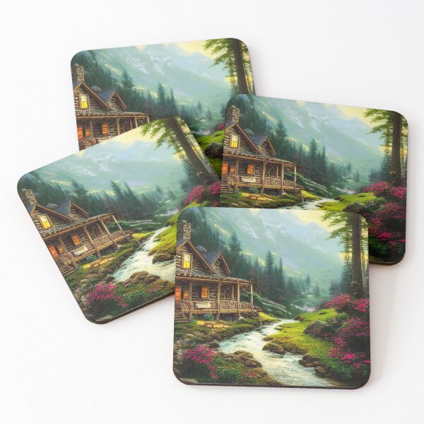 Item preview, Beautiful Country Mountain Cabin by Stream designed and sold by Simularion.