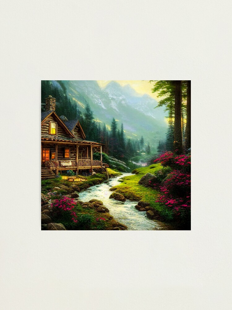 Millwood Pines Paint By Number Style Mountain Cabin & Lake (Not A