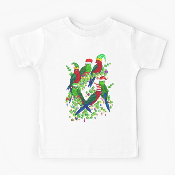 Australian King Parrots Christmas Hats Kids T-Shirt