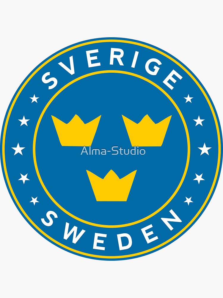 "Sweden, Sverige, sticker, circle" Sticker for Sale by AlmaStudio