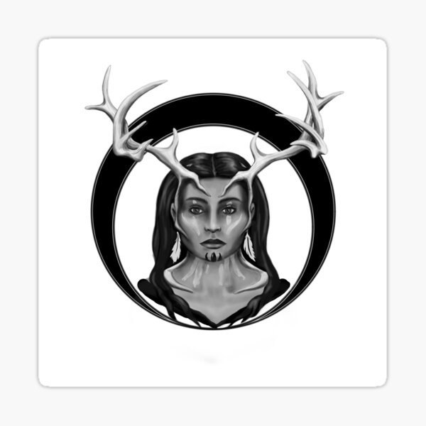 Antler-Crown (Black and White) Sticker