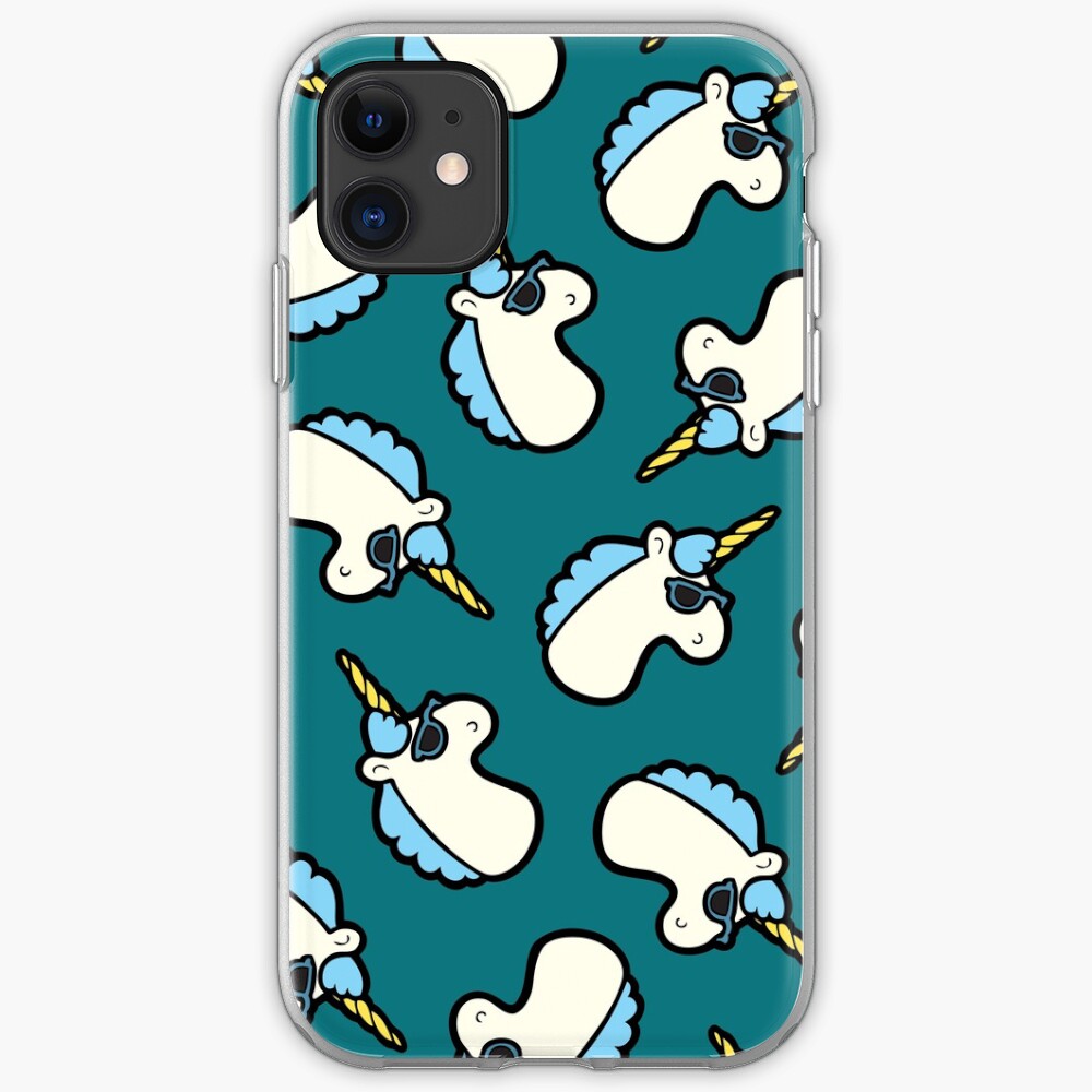 Unicorns Are Cool Pattern - Blue iPhone Soft Case