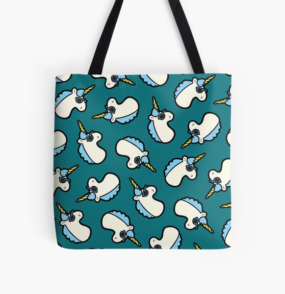Unicorns Are Cool Pattern - Blue All Over Print Tote Bag