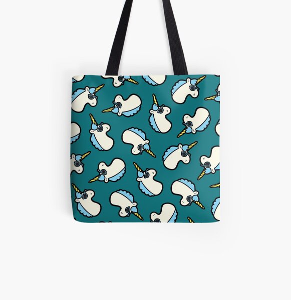 Unicorns Are Cool Pattern - Blue All Over Print Tote Bag