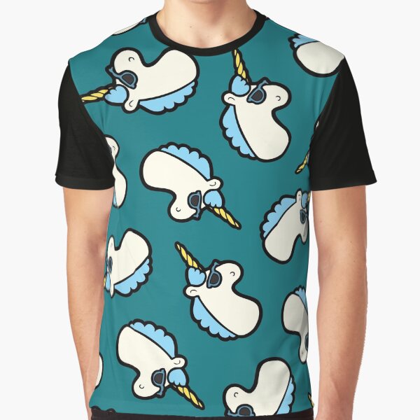 Unicorns Are Cool Pattern - Blue Graphic T-Shirt