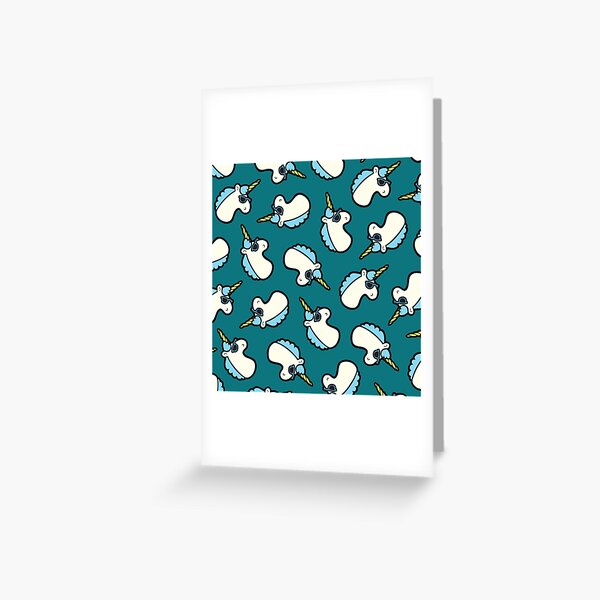 Unicorns Are Cool Pattern - Blue Greeting Card