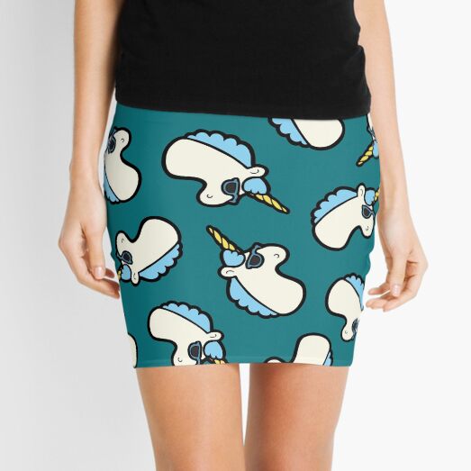 Unicorns Are Cool Pattern - Blue Mini Skirt