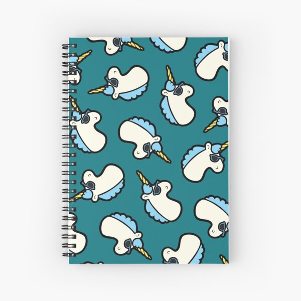 Unicorns Are Cool Pattern - Blue Spiral Notebook