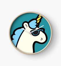 Unicorns Are Cool Pattern - Blue Clock