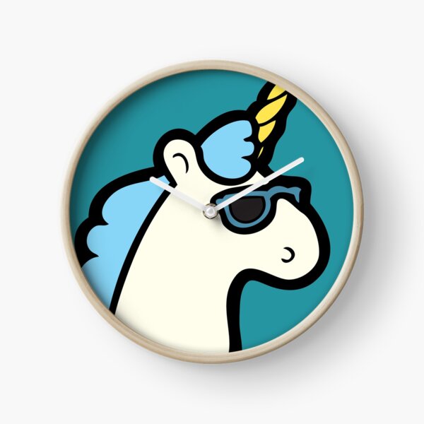 Unicorns Are Cool Pattern - Blue Clock