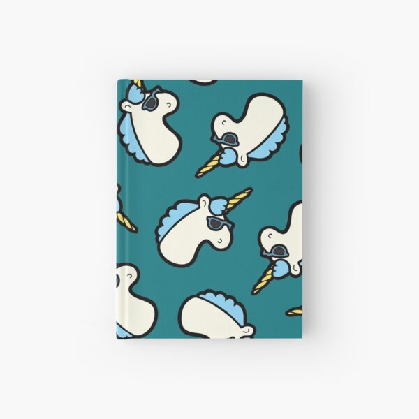 Unicorns Are Cool Pattern - Blue Hardcover Journal