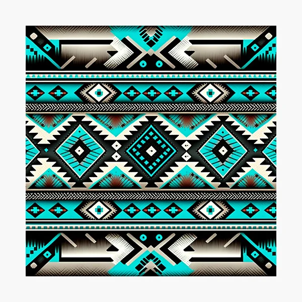 Aztec Design Fabric in Green / Red / Blue / Gold