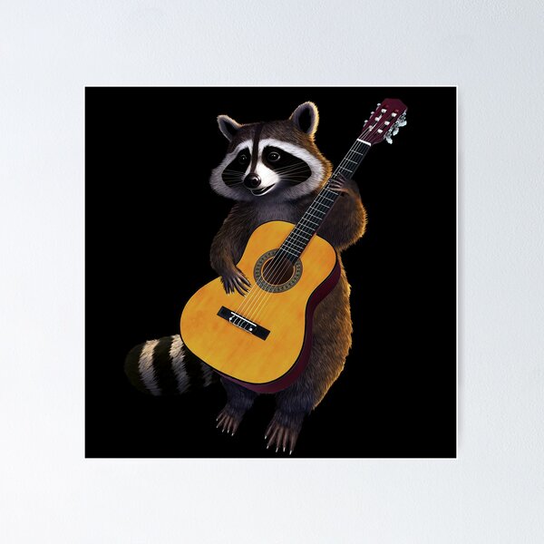 Item preview, Lindo mapache tocando la guitarra | Mapache tocando la guitarra gif | Mapache designed and sold by TeeARTHY.