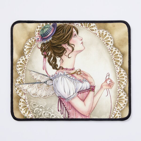 Item preview, Victorian Sewing Fairy with lace and corset designed and sold by Meredith Dillman.