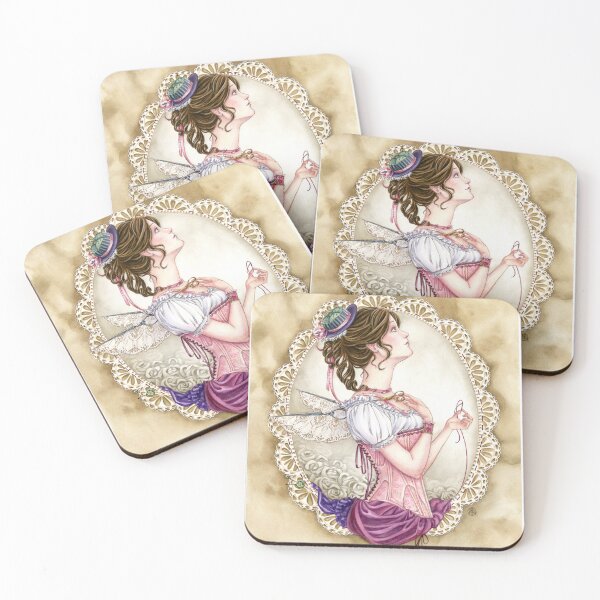 Item preview, Victorian Sewing Fairy with lace and corset designed and sold by Meredith Dillman.