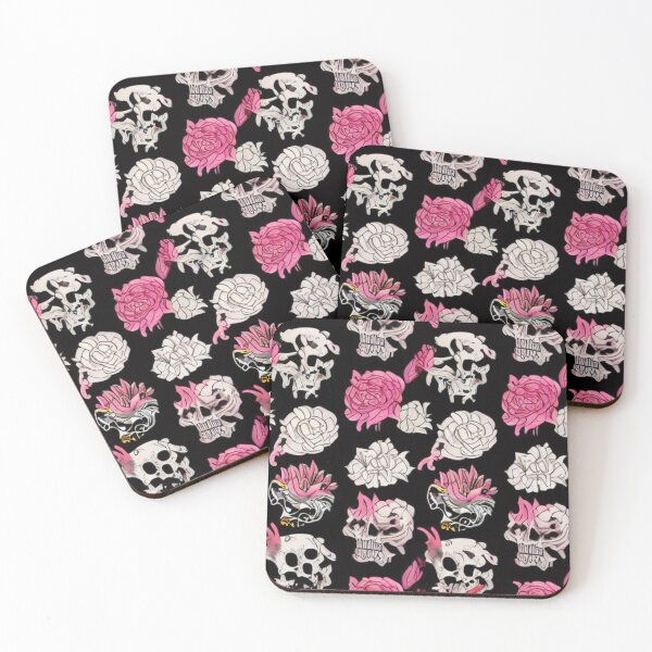 Item preview, Skulls with Pink and White Roses Pattern designed and sold by DesignerKin.