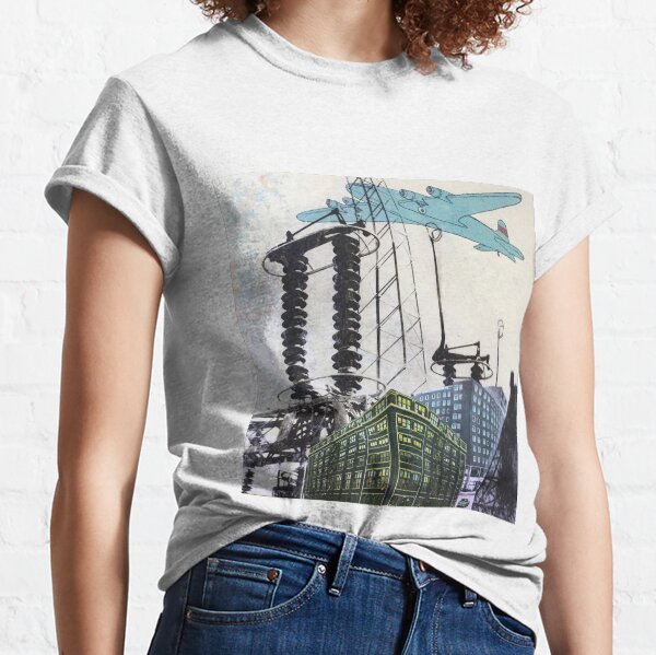 Airplane over city Classic T-Shirt