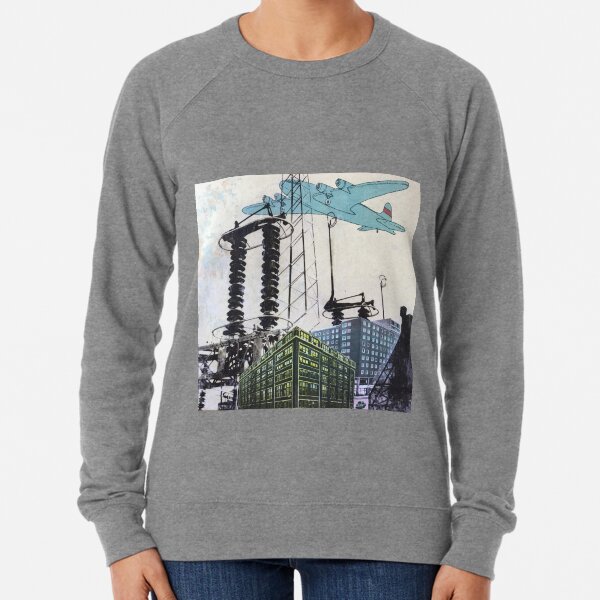 Airplane over city Lightweight Sweatshirt