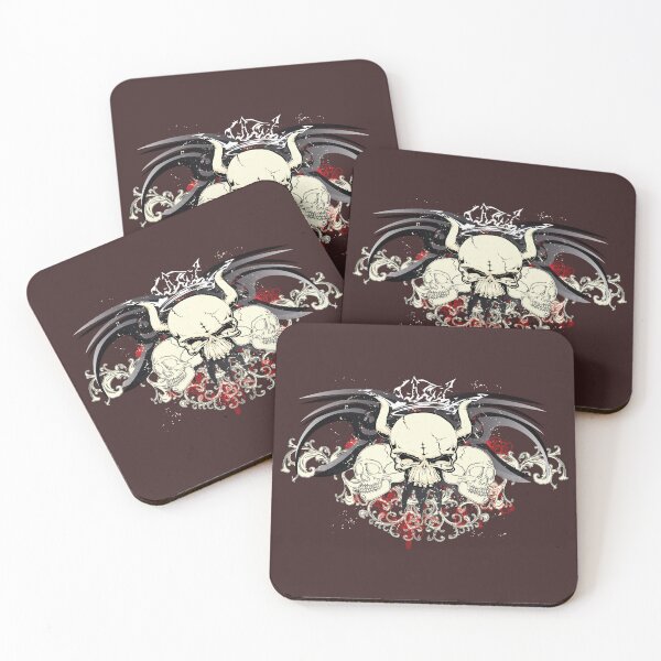 Item preview, Three skulls with wing and floral background designed and sold by snowgirlshop.