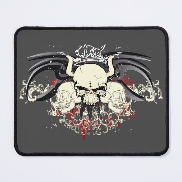 Item preview, Three skulls with wing and floral background designed and sold by snowgirlshop.