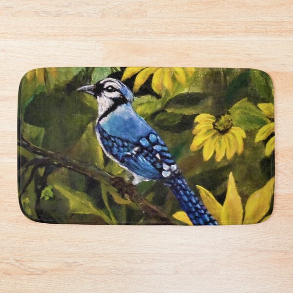 Item preview, Blue Jay Bird in Flowers Painting designed and sold by KVELKY.
