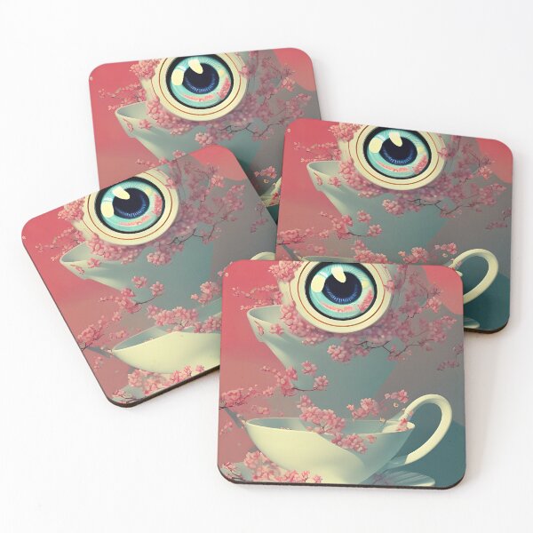 Item preview, AI Art-  Kawaii Sakura Teacup and Eyeball designed and sold by ashleafjb.