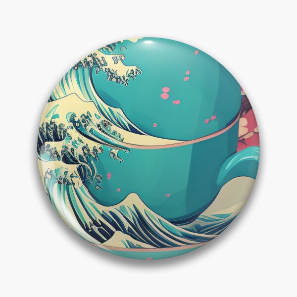 Artikelvorschau, AI Art- Kawaii Große Welle Sakura Teetasse entworfen und verkauft von ashleafjb.