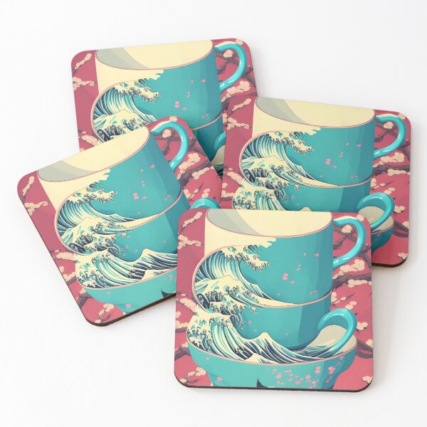 Item preview, AI Art-  Kawaii Great wave Sakura Teacup  designed and sold by ashleafjb.