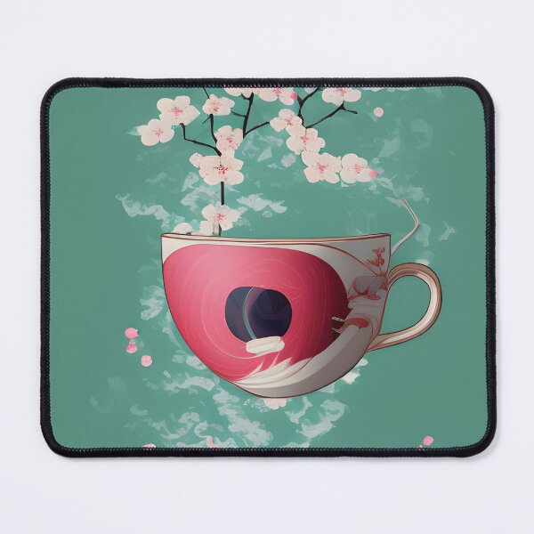 Artikelvorschau, AI Art- Red Great Wave Sakura Teetasse entworfen und verkauft von ashleafjb.