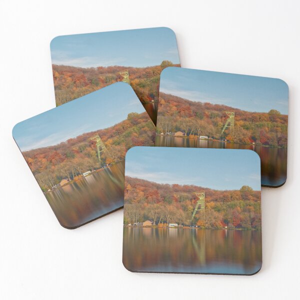 Item preview, Carl Funke mine in front of an autumnal backdrop at Lake Baldeney in Essen designed and sold by kohlenjunge.