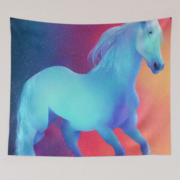 Artikelvorschau, Ponypferd mit Eis und Schnee, glühender Nebel, komplizierte, elegante, hochdetaillierte, digitale Malerei entworfen und verkauft von DrawItOnce.