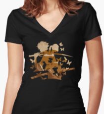 Funky Samurais Women's Fitted V-Neck T-Shirt