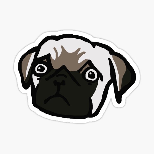 Vista previa del artículo con la obra «Sad Pug es triste», diseñado y vendido por Kelsey Armstrong.