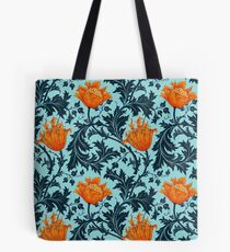 Bolsa de tela William Morris Anemone, Indigo Blue y Coral